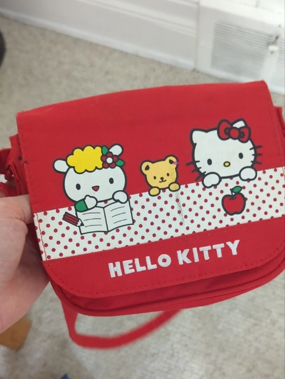 Hello Kitty Red Crossbody Purse with Character Print